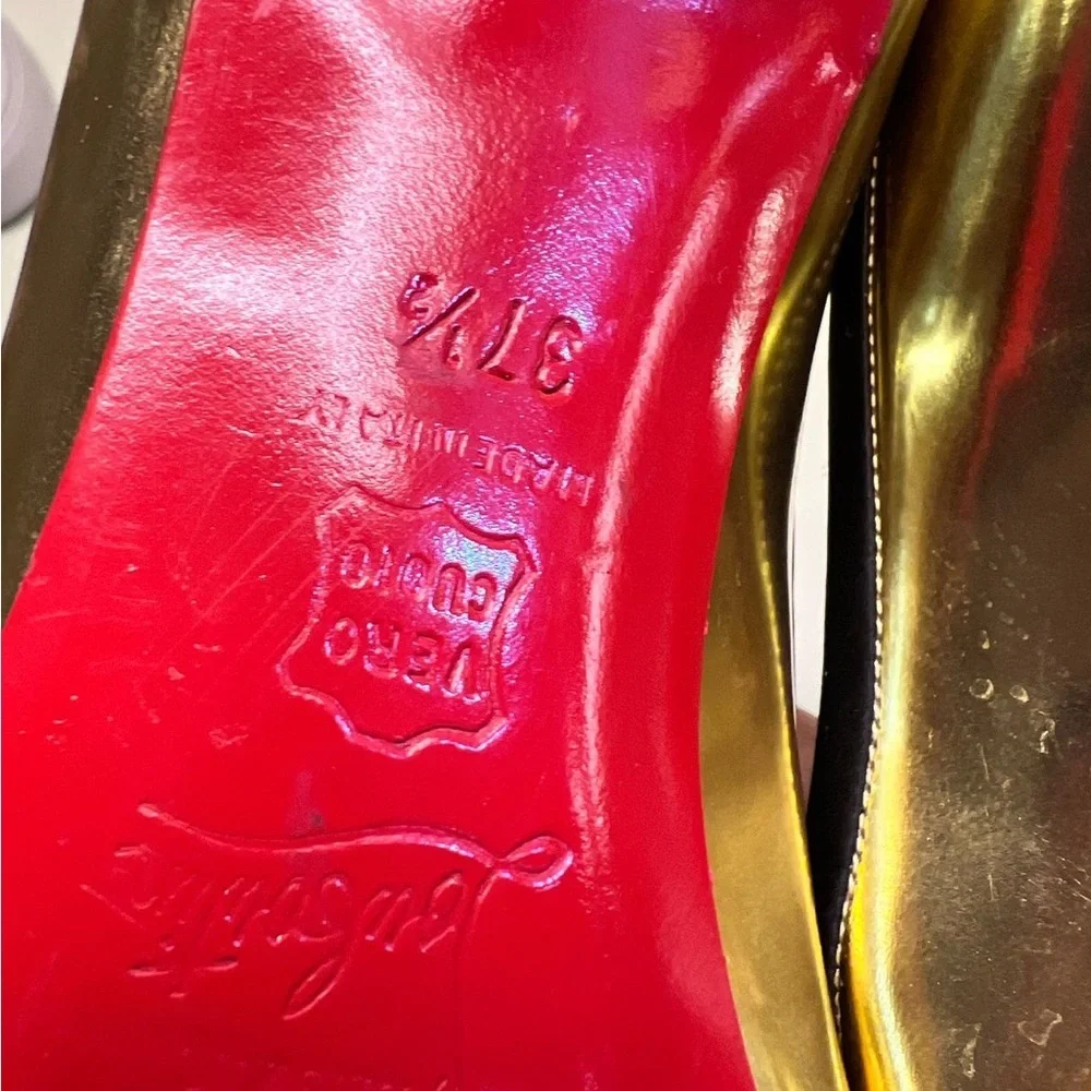 Authentic Christian Louboutin Gold and Black Heels - Picture 2 of 8